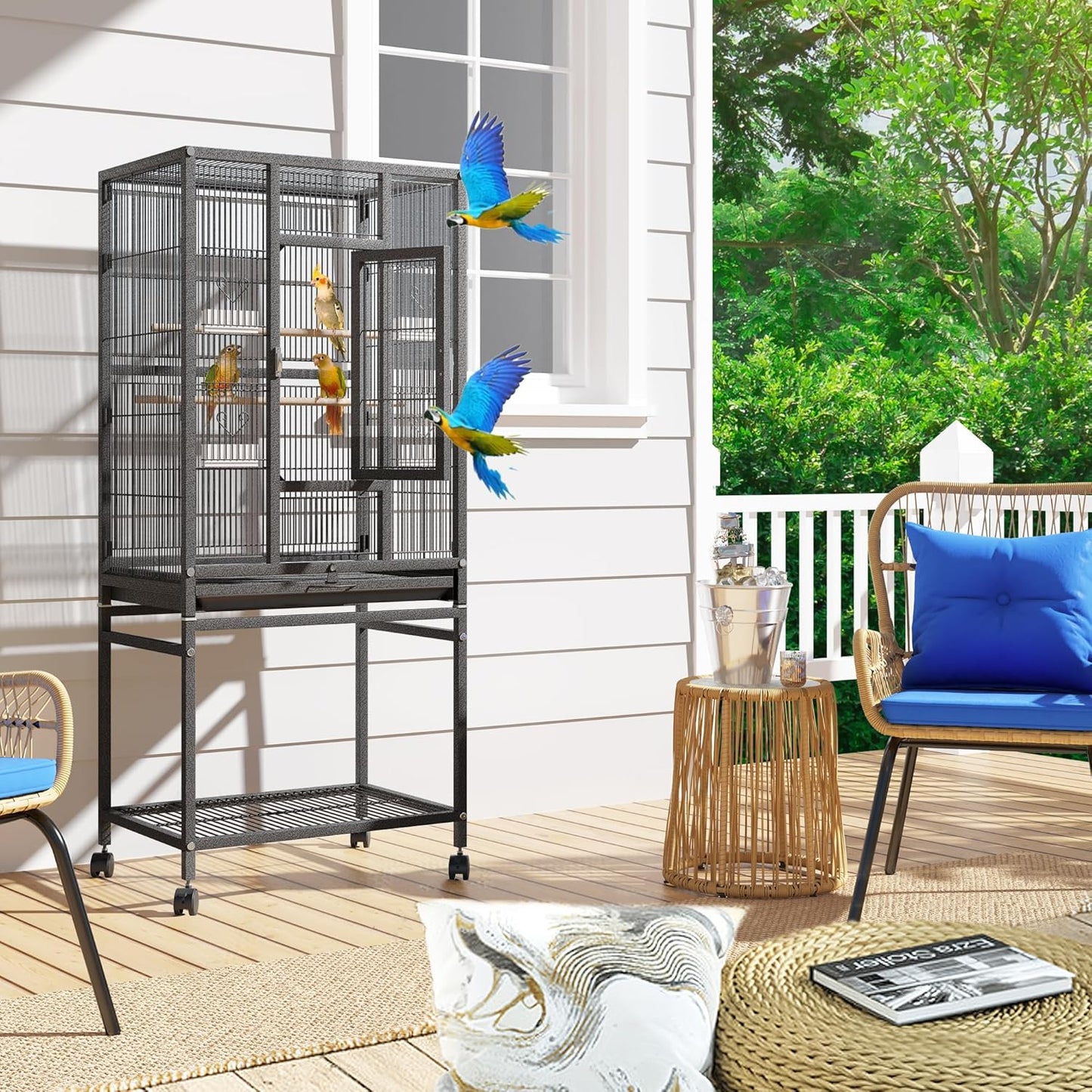 YINTATECH 52 Inches Birdcage Cover and Bird Cage Seed Catcher, Bird Cages for Parakeets, Parrot, Cockatiel, Pigeon, Metal Big Bird Cage