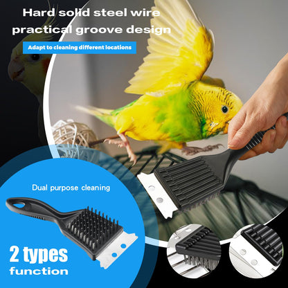 DINTSTYLE 11-Piece Set Bird Cage Cleaner,Small Animal cage Cleaning Tool Plastic and Stainless Steel Cleaning Brush Long Handle Cleaning Brush Spatula Bird Cleaning Bird Drops Multipurpose Cleaning