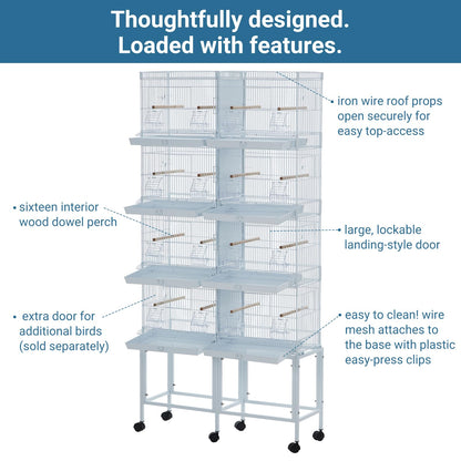 Garvee Lot-4 Breeding Bird Cage, Parrot Cage, Stackable Center Divided Breeder, Seperate Removable Tray, Removable Divider, Lockable Caster, for Birds and Finch