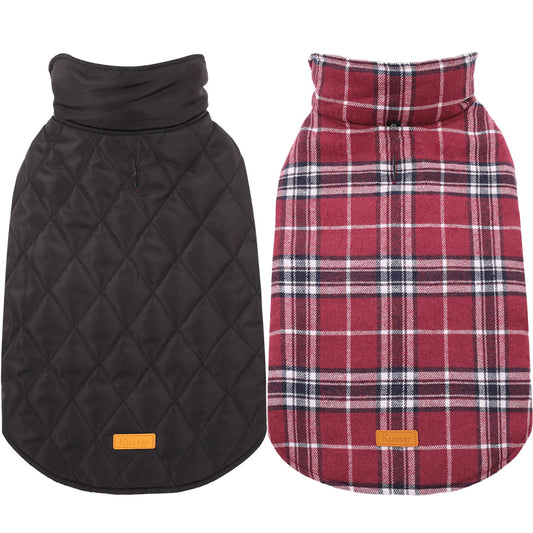 Kuoser Waterproof Dog Coat, Reversible Dog Jacket for Small Dogs, Adjustable Durable Doggie Winter Coat Warm Cozy Puppy Cold Weather Apparel from Small to Large Breed, Red S