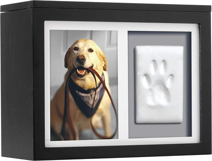 Pearhead Pet Photo Memory Box and Impression Kit for Dog or Cat Paw Print, Memorial Urn, White