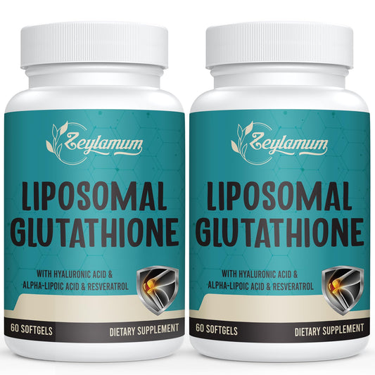 Zeylamum 2400 MG Liposomal Glutathione Softgels, Max Absorption, Active Form L-Glutathione Reduced (GSH), with Hyaluronic Acid, Resveratrol, Master Antioxidants for Brain, Immune System, 120 Softgels