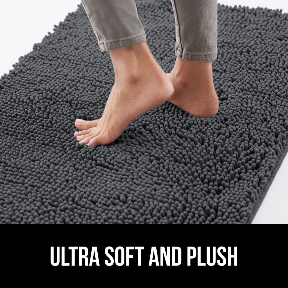 GORILLA GRIP SoakSTOPPER Dog Door Mat, 60x36 Machine Washable Rug Absorbent Doormat Captures Moisture Mud Dirt, Quick Dry Soft Chenille Entryway Rugs Indoor Entrance Mats for Dog Paws, Charcoal