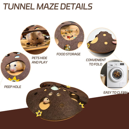Hamster Tunnel Syrian Hamster Hideout Maze Cage Accessories with Chew Toys for Gerbils Dwarf Mouse