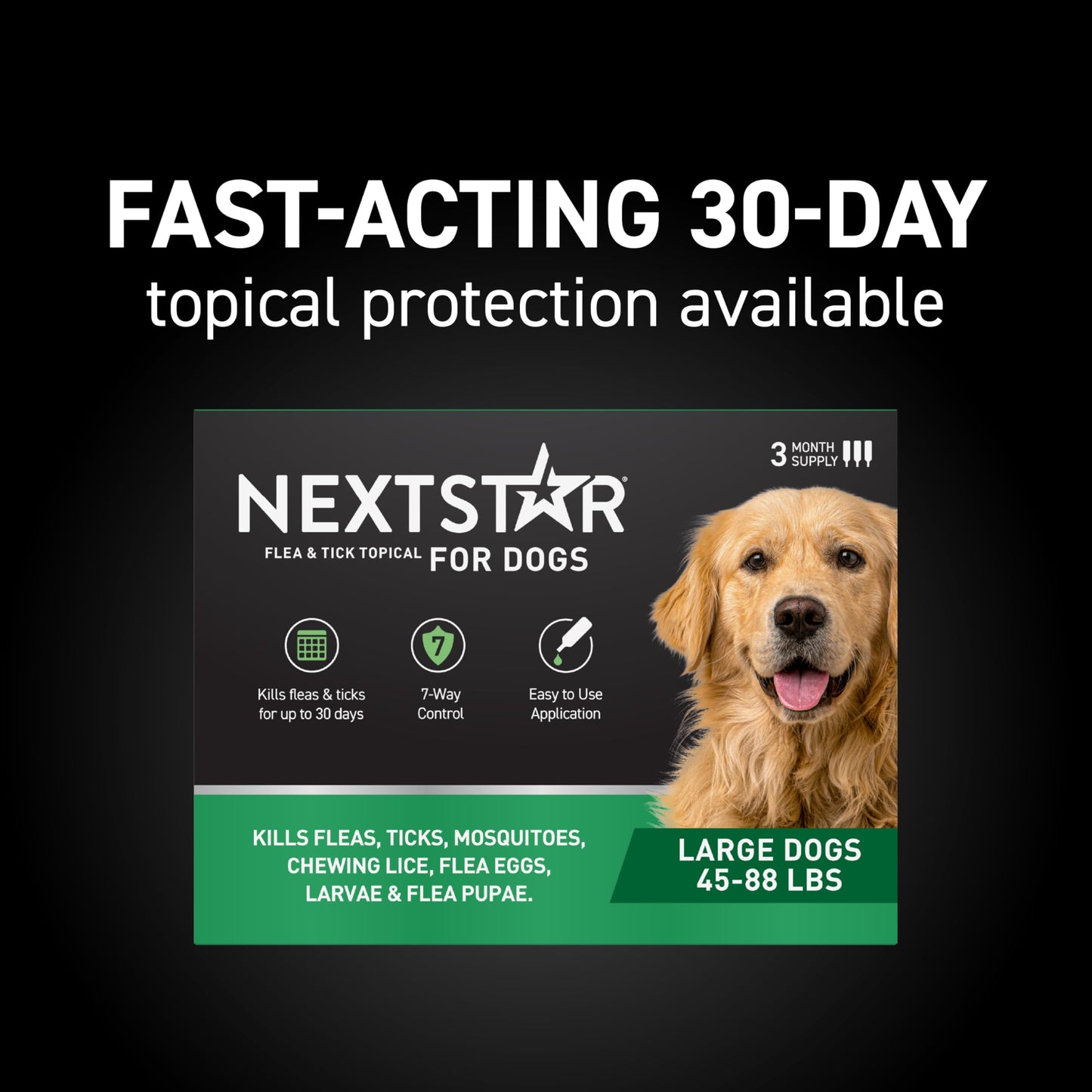 NEXTSTAR Flea and Tick Prevention for Dogs, Repellent & Control, Fast Acting Waterproof Topical Drops, Flea and Tick Prevention for Large Dogs, 6 Monthly Doses