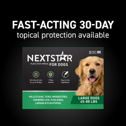 NEXTSTAR Flea and Tick Prevention for Dogs, Repellent & Control, Fast Acting Waterproof Topical Drops, Flea and Tick Prevention for Large Dogs, 6 Monthly Doses