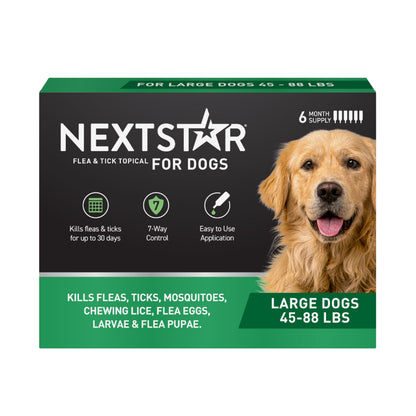 NEXTSTAR Flea and Tick Prevention for Dogs, Repellent & Control, Fast Acting Waterproof Topical Drops, Flea and Tick Prevention for Large Dogs, 6 Monthly Doses