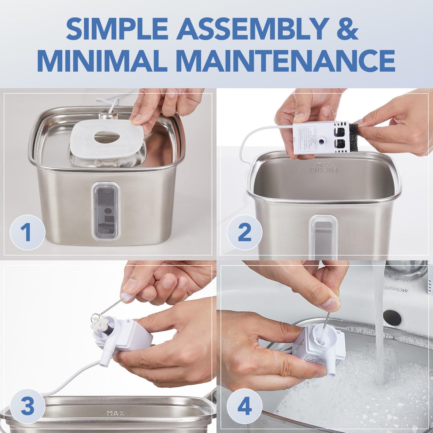 Veken Cat Water Fountain Filters, 12 Pack Replacement Filters & 12 Pack Replacement Pre-Filter Sponges Set for 50oz, 84oz, 95oz or 108oz Automatic Pet Fountain Dog Water Dispenser