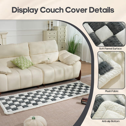 AMZWISE Pet Couch Cover for Sofa Protector, Washable Couch Cover for Dogs, Plaid Reversible Soft Non Slip for Large Dogs(27.6X59.05, Grey)