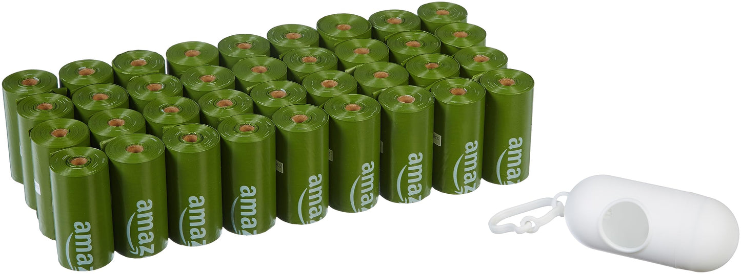 Amazon Basics Premium Leak Proof Dog Poop Bags with Dispenser and Leash Clip, Unscented, 13" x 9", 540 Count (36 Rolls of 15)