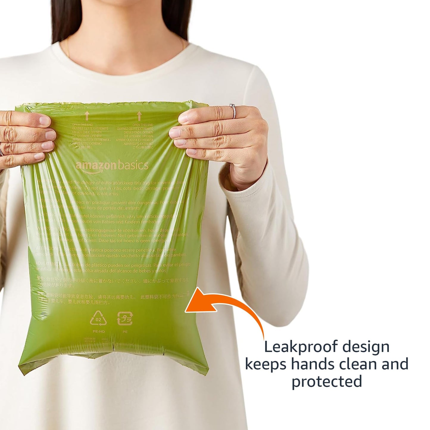 Amazon Basics Premium Leak Proof Dog Poop Bags with Dispenser and Leash Clip, Unscented, 13" x 9", 540 Count (36 Rolls of 15)