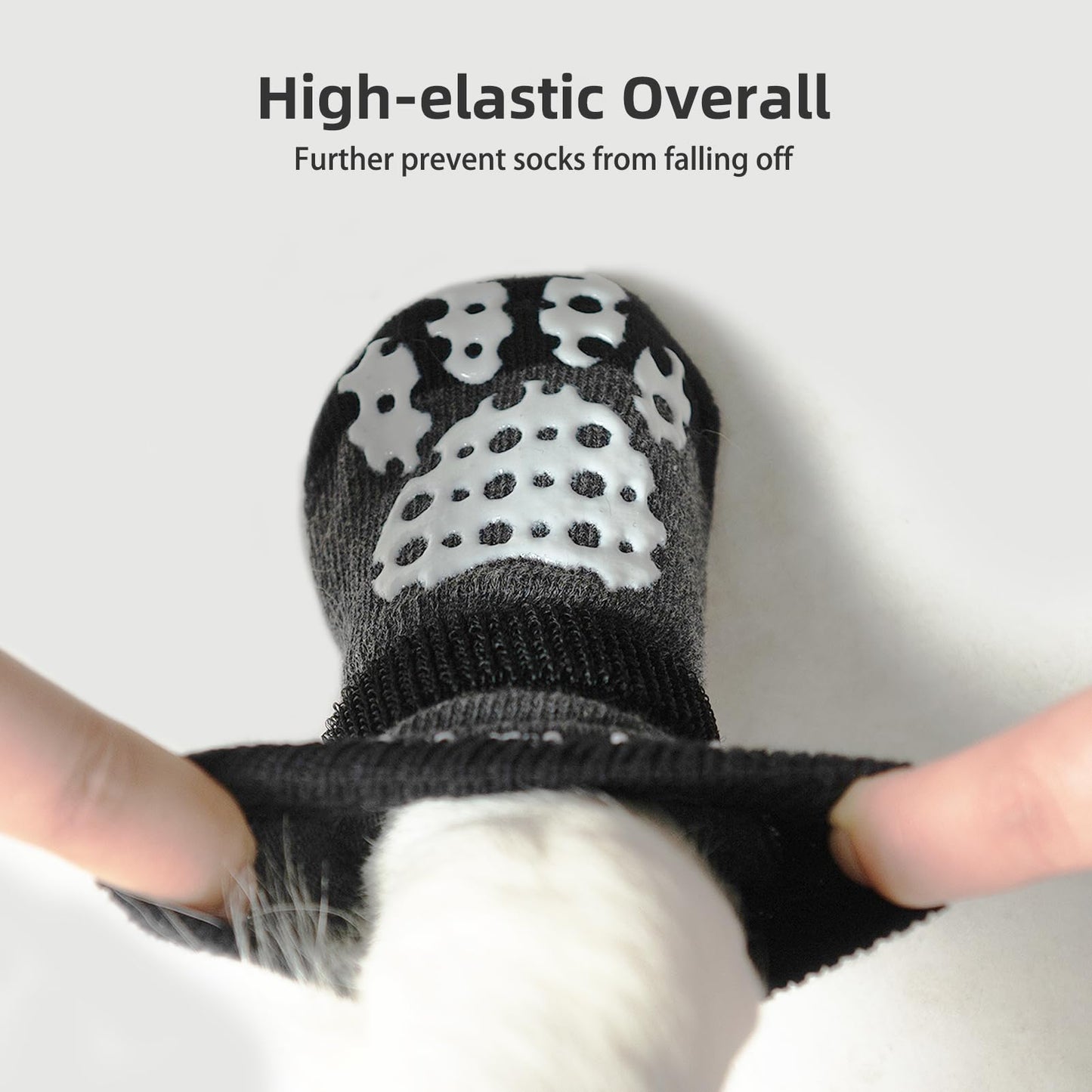 PUPTECK Anti-Slip Dog Socks with Double Sides Grips for Small Medium Large Dogs Hardwood Floors Prevents Licking, Dog Shoes for Hot Pavement Traction Control Paw Protector for Senior Dogs, Grey S