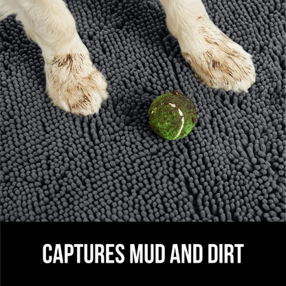 GORILLA GRIP SoakSTOPPER Dog Door Mat, 60x36 Machine Washable Rug Absorbent Doormat Captures Moisture Mud Dirt, Quick Dry Soft Chenille Entryway Rugs Indoor Entrance Mats for Dog Paws, Charcoal