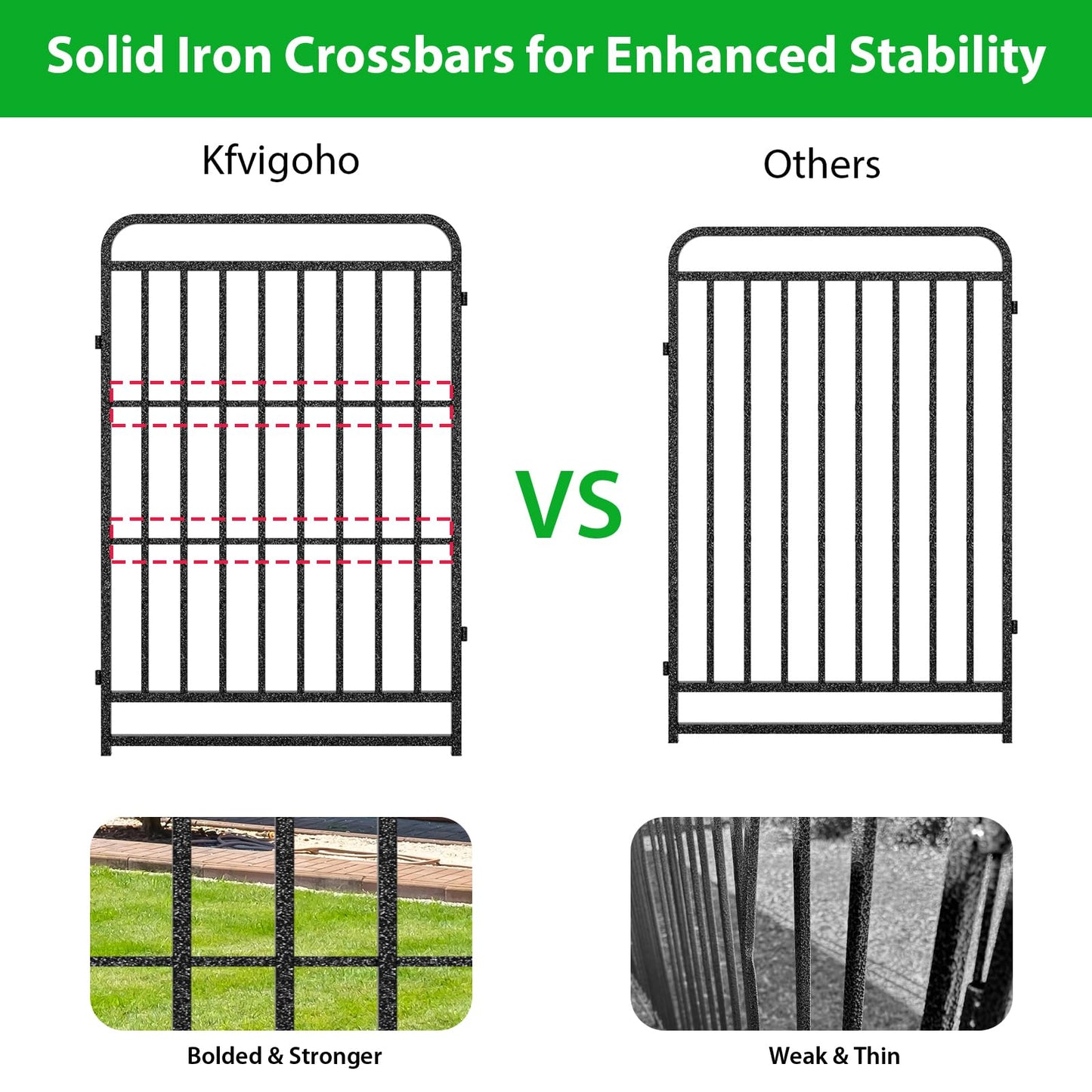 Kfvigoho Heavy Duty Dog Playpen: 12 Steel Panels 47" Height, Square Steel Pipe with Reinforced Crossbars, 27FT 57 Sq.ft Portable Fence for Yard RV Camping, Snowy Black