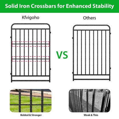 Kfvigoho Heavy Duty Dog Playpen: 12 Steel Panels 47" Height, Square Steel Pipe with Reinforced Crossbars, 27FT 57 Sq.ft Portable Fence for Yard RV Camping, Snowy Black
