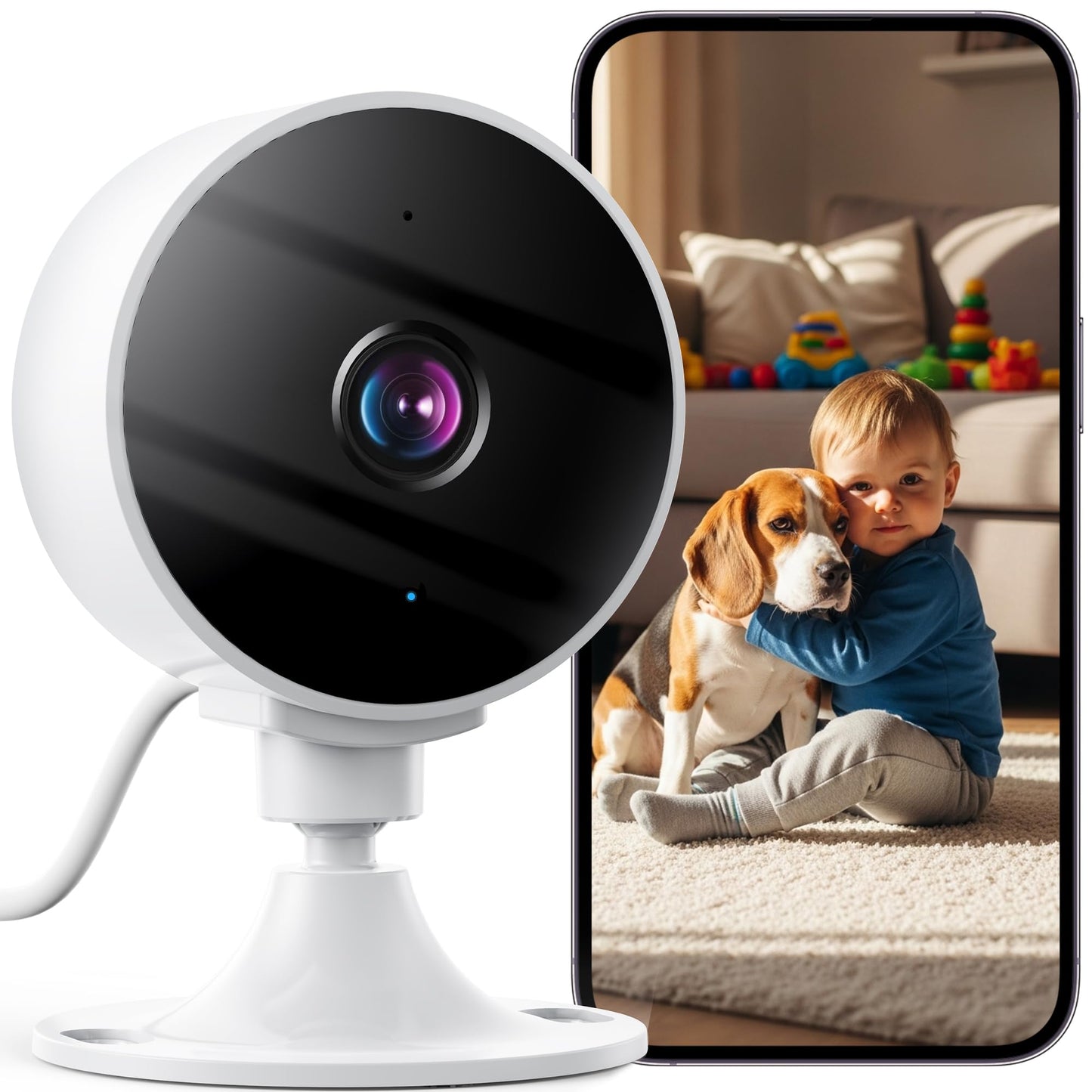Elelink 2K Wireless Cameras for Home Security Camera, Pet Camera Indoor with Phone App, Night Vision, Motion Alert, 24/7 SD&Cloud Record, Two-Way Audio, Security Camera Indoor Works with Alexa&Google