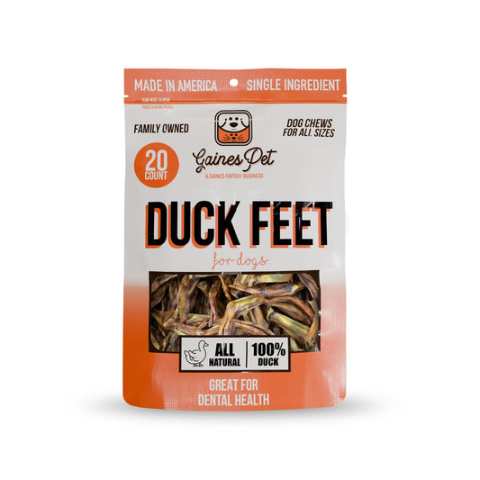 Gaines Pet Duck Feet for Dogs – 20 Count, Natural Chews with Glucosamine, Chondroitin & Collagen – Single Ingredient Dog Treats, Grain-Free, USA Made, Joint & Dental Health Support