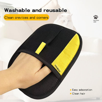 CAIBAO Electrostatic Pet Hair Removal Gloves: Quick Wiping - Reusable & Washable for Sofa Clothing Pet Beds Effortless Cats & Dogs Hair Remover for Busy Pet Owners (1pcs-Black)