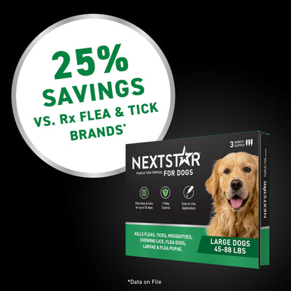 NEXTSTAR Flea and Tick Prevention for Dogs, Repellent & Control, Fast Acting Waterproof Topical Drops, Flea and Tick Prevention for Large Dogs, 6 Monthly Doses