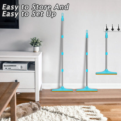 Carpet Rake for Pet Hair Removal - Reusable Pet Hair Remover, 60” Adjustable Long Handle Cat Dog Carpet Rake Scraper with Patented Design, Dog Hair Rake Brush for Rugs, Mats
