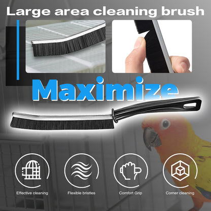DINTSTYLE 11-Piece Set Bird Cage Cleaner,Small Animal cage Cleaning Tool Plastic and Stainless Steel Cleaning Brush Long Handle Cleaning Brush Spatula Bird Cleaning Bird Drops Multipurpose Cleaning