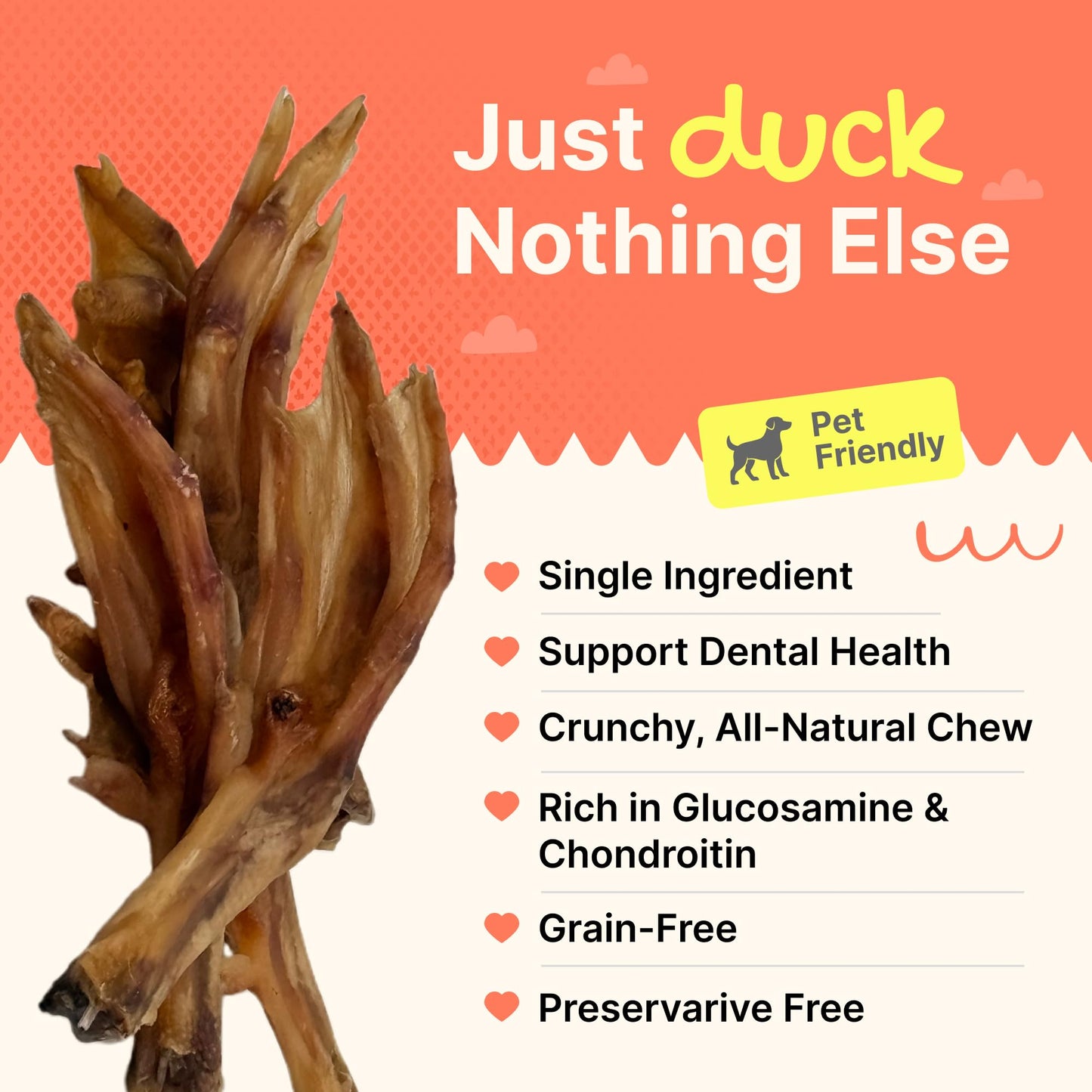 Gaines Pet Duck Feet for Dogs – 20 Count, Natural Chews with Glucosamine, Chondroitin & Collagen – Single Ingredient Dog Treats, Grain-Free, USA Made, Joint & Dental Health Support