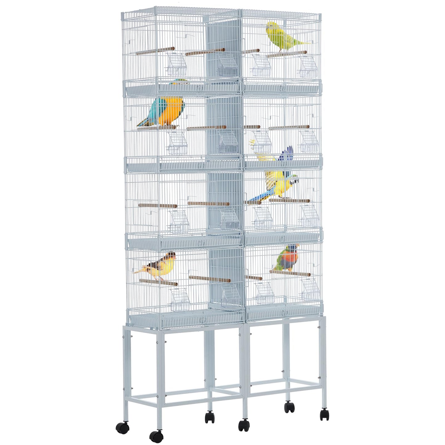 Garvee Lot-4 Breeding Bird Cage, Parrot Cage, Stackable Center Divided Breeder, Seperate Removable Tray, Removable Divider, Lockable Caster, for Birds and Finch