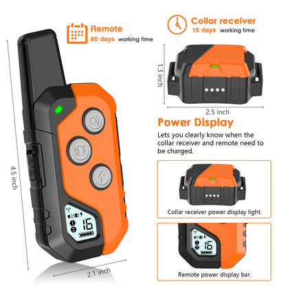 Piouns Shock Collar for Dogs, IP67 Waterproof Dog Training Collar with Remote, 3 Training Modes with Beep, Vibration, and Safe Static, Rechargeable for Large Medium