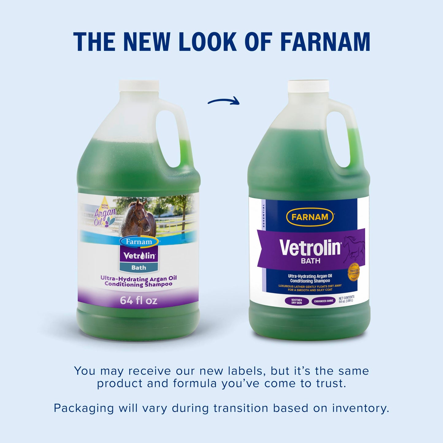 Farnam Vetrolin Bath, Ultra-Hydrating Argan Oil Conditioning Shampoo, Enhances Shine, Soothes Dry Skin, for Horses and Dogs, 64 oz.