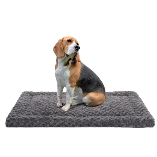 Washable Dog Bed Mat Ultra Soft Dog Crate Pad Comfy Fluffy Pet Kennel Beds Sleeping Mattress for Large Jumbo Medium Small Dogs, 35 x 22 Inch, Gray