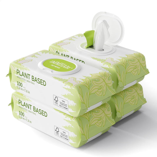IMMHABI 400 Unscented Pet Wipes for Paws and Butt Plant Based Hypoallergenic Pets Cleansing & Deodorizing Anal Gland Hygienic Puppy Wipes for Dogs