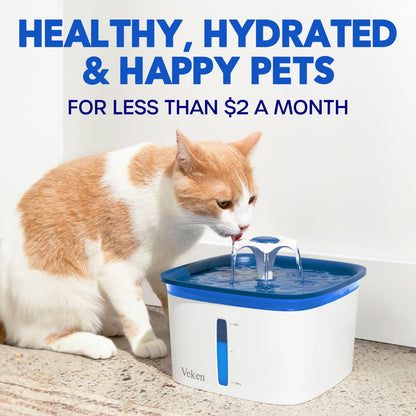 Veken Cat Water Fountain Filters, 12 Pack Replacement Filters & 12 Pack Replacement Pre-Filter Sponges Set for 50oz, 84oz, 95oz or 108oz Automatic Pet Fountain Dog Water Dispenser