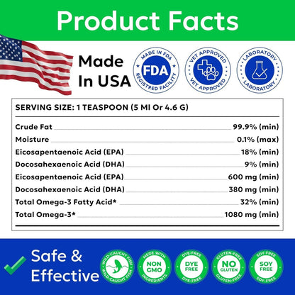 BARK&SPARK Omega 3 Fish Oil for Dogs - w/Wild Alaskan Salmon Oil for Dogs, Fish Oil Liquid Supplement for Pets, EPA+DHA Fatty Acids, Skin&Coat Support - Itch&Allergy Relief, Joint - Alaskan Salmon