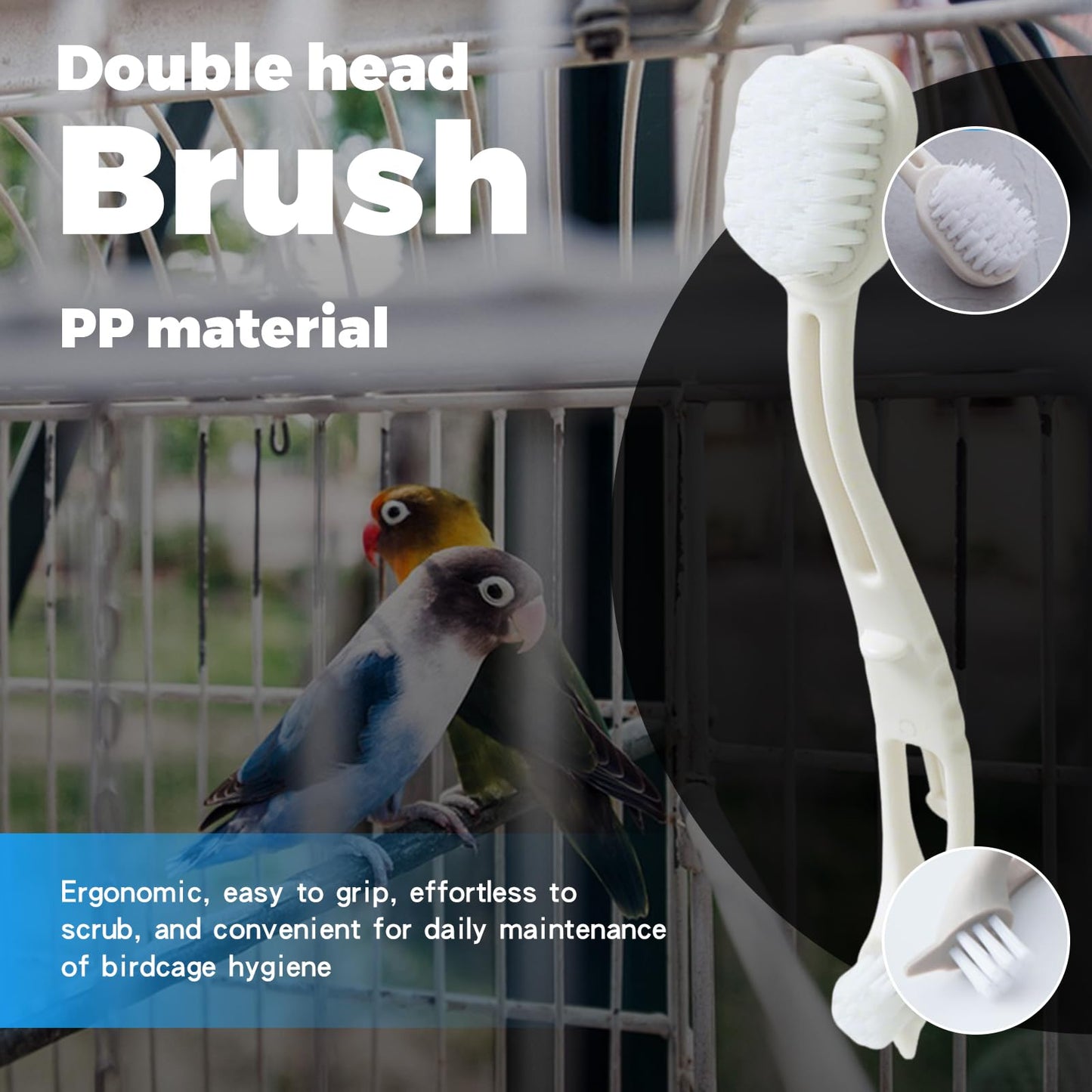 DINTSTYLE 11-Piece Set Bird Cage Cleaner,Small Animal cage Cleaning Tool Plastic and Stainless Steel Cleaning Brush Long Handle Cleaning Brush Spatula Bird Cleaning Bird Drops Multipurpose Cleaning
