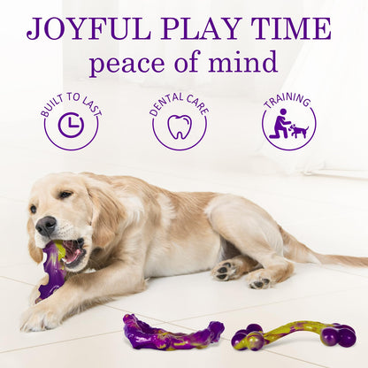 Frienhund Tough Dog Toys for Aggressive Chewers 3 Pack, Indestructible Dog Toy for Large Dogs, Dog Chew Toys to Keep Them Busy, Dog Bones for 15-60lbs Medium/Large Breeds, Interactive Dog Toys
