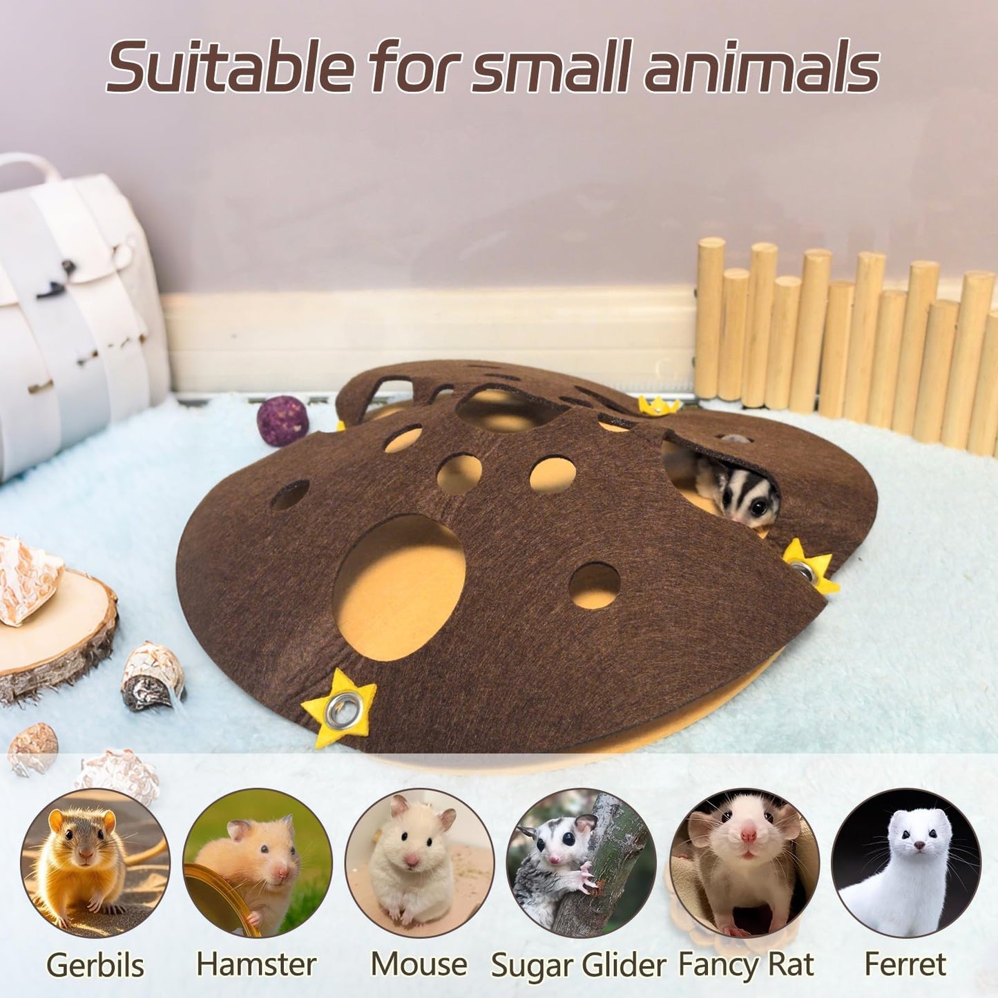 Hamster Tunnel Syrian Hamster Hideout Maze Cage Accessories with Chew Toys for Gerbils Dwarf Mouse