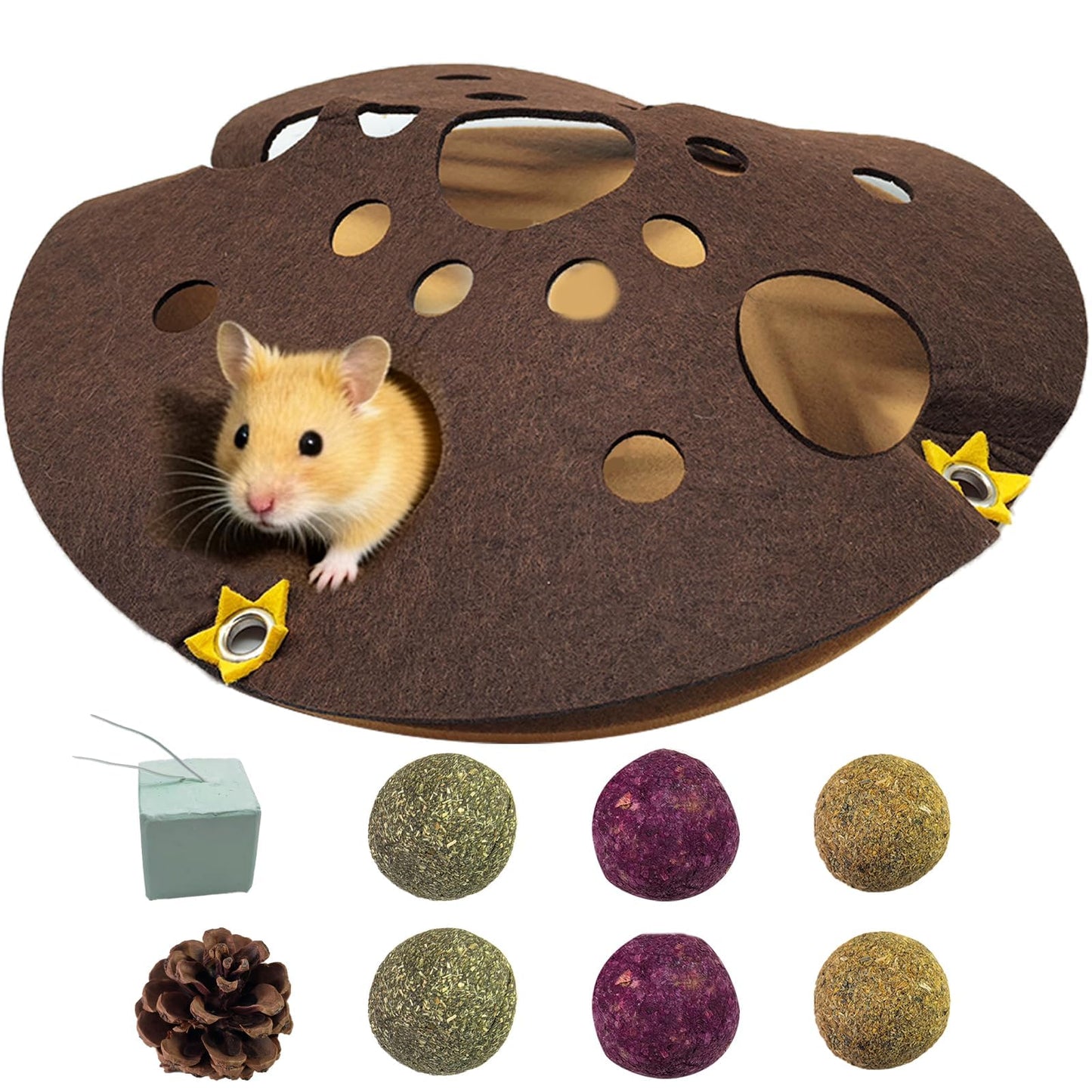 Hamster Tunnel Syrian Hamster Hideout Maze Cage Accessories with Chew Toys for Gerbils Dwarf Mouse