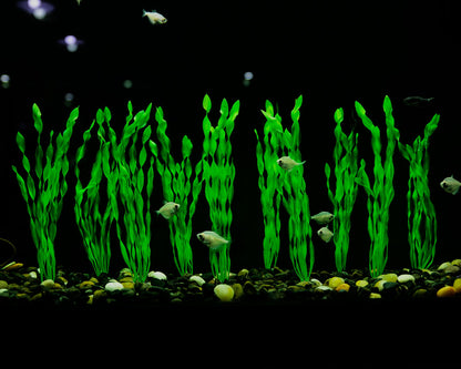 MyLifeUNIT Artificial Seaweed Water Plants for Aquarium, Plastic Fish Tank Plant Decorations 10 PCS (12 Inches Tall, Green)