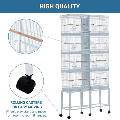 Garvee Lot-4 Breeding Bird Cage, Parrot Cage, Stackable Center Divided Breeder, Seperate Removable Tray, Removable Divider, Lockable Caster, for Birds and Finch
