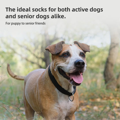 PUPTECK Anti-Slip Dog Socks with Double Sides Grips for Small Medium Large Dogs Hardwood Floors Prevents Licking, Dog Shoes for Hot Pavement Traction Control Paw Protector for Senior Dogs, Grey S