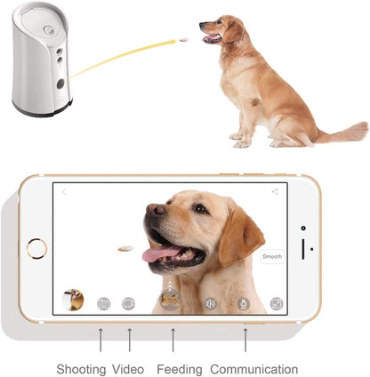 SKYMEE Dog Camera Treat Dispenser, Wifi Remote Pet Camera with Two-Way Audio and Night Vision, Compatible with Alexa