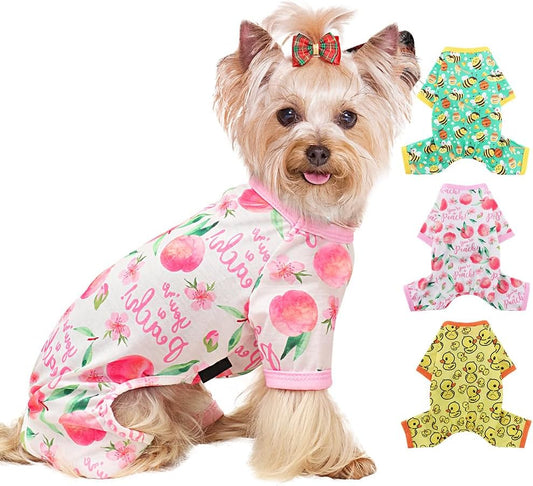 Yikeyo Dog Pajamas Small Sized Dog Boy Girl, Cotton Stretchable Pet Dog Pajamas Jammies Puppy Outfits for Small Dogs Female Male, Spring Summer Doggie Pjs Doggy Pajamas for Small Dogs (Peach Pink, S)