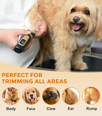 Petsaunter Dog Clippers for Grooming, 4-Speed & LCD, Low Noise Electric Trimmer for Grooming, TypeC Rechargeable Dog Hair Clippers, Super Quiet for Dogs & Pets with Thick or Heavy Coats(C95)