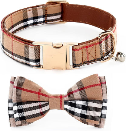 Dog Bowtie Collars, Cute Soft Dog Collar with Bow Tie, Safety Metal Buckle, Adjustable Collars for Boy and Girl Dogs Pets.