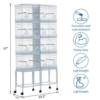 Garvee Lot-4 Breeding Bird Cage, Parrot Cage, Stackable Center Divided Breeder, Seperate Removable Tray, Removable Divider, Lockable Caster, for Birds and Finch