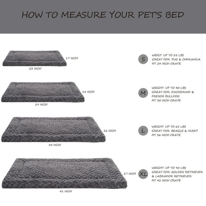 Washable Dog Bed Mat Ultra Soft Dog Crate Pad Comfy Fluffy Pet Kennel Beds Sleeping Mattress for Large Jumbo Medium Small Dogs, 35 x 22 Inch, Gray