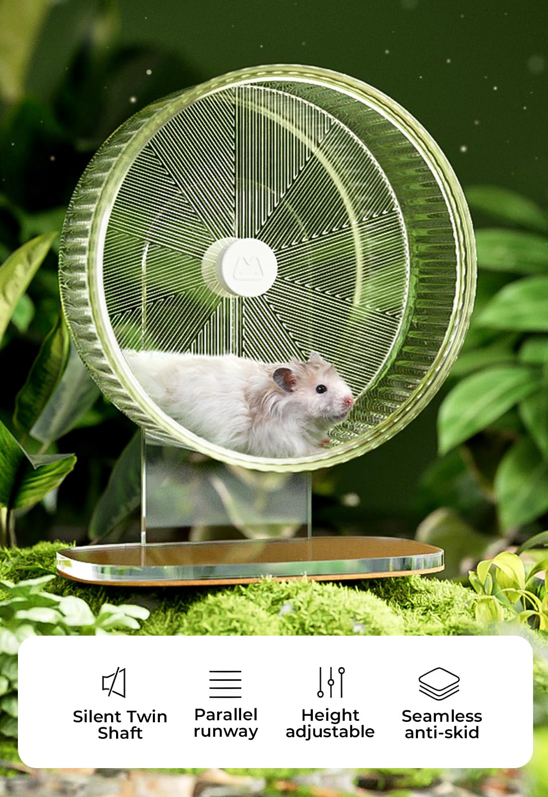 Super-Silent Hamster Exercise Wheel: Silent Spin Toys Hamster Running Wheels with Height Adjustable Stand for Hamsters Gerbils Mice Or Other Small Animals -8.5inch Yellow