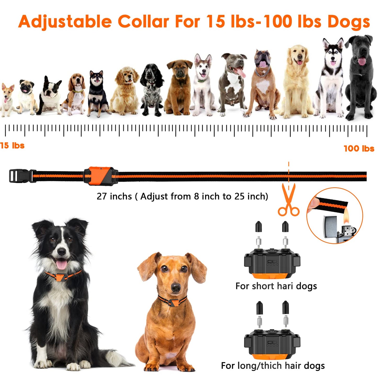 Piouns Shock Collar for Dogs, IP67 Waterproof Dog Training Collar with Remote, 3 Training Modes with Beep, Vibration, and Safe Static, Rechargeable for Large Medium