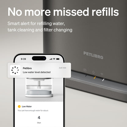 PETLIBRO Upgrade Cat Water Fountain Stainless Steel Tray, Dockstream 2 Cat Fountain Indoor, 3L/101oz Auto Cat Fountains for Drinking, App Monitoring Pet Water Fountain Dog, 5G WiFi Cat Water Dispenser