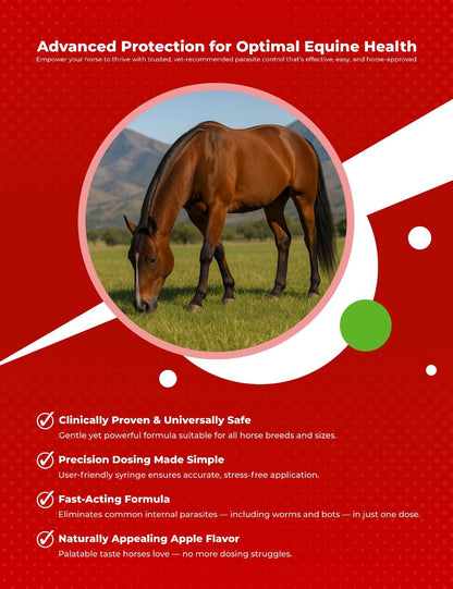 Ivermectin Horse Paste 1.87% – Apple Flavored – 6.08g Tube – for Horses Up to 1250 lb